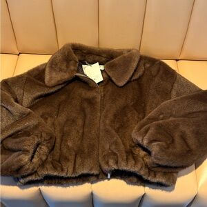 A.L.C. Rich Brown Faux Fur Jacket